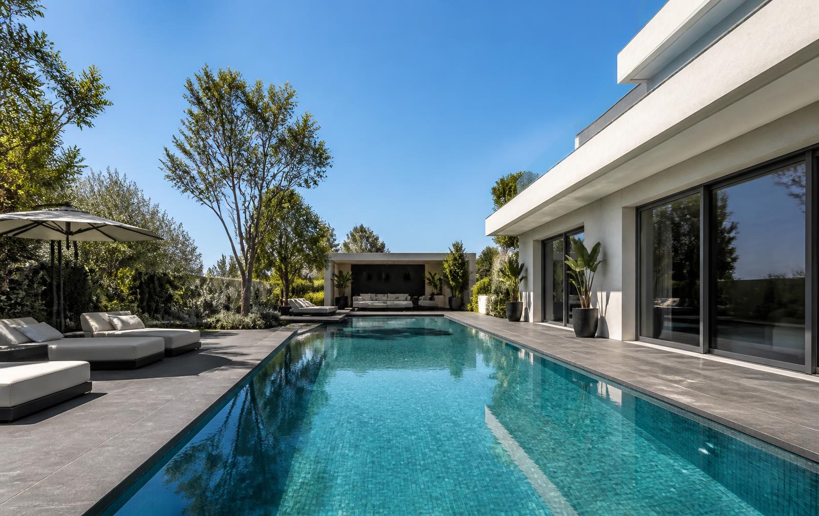 The same luxury pool in daylight — concept visualization